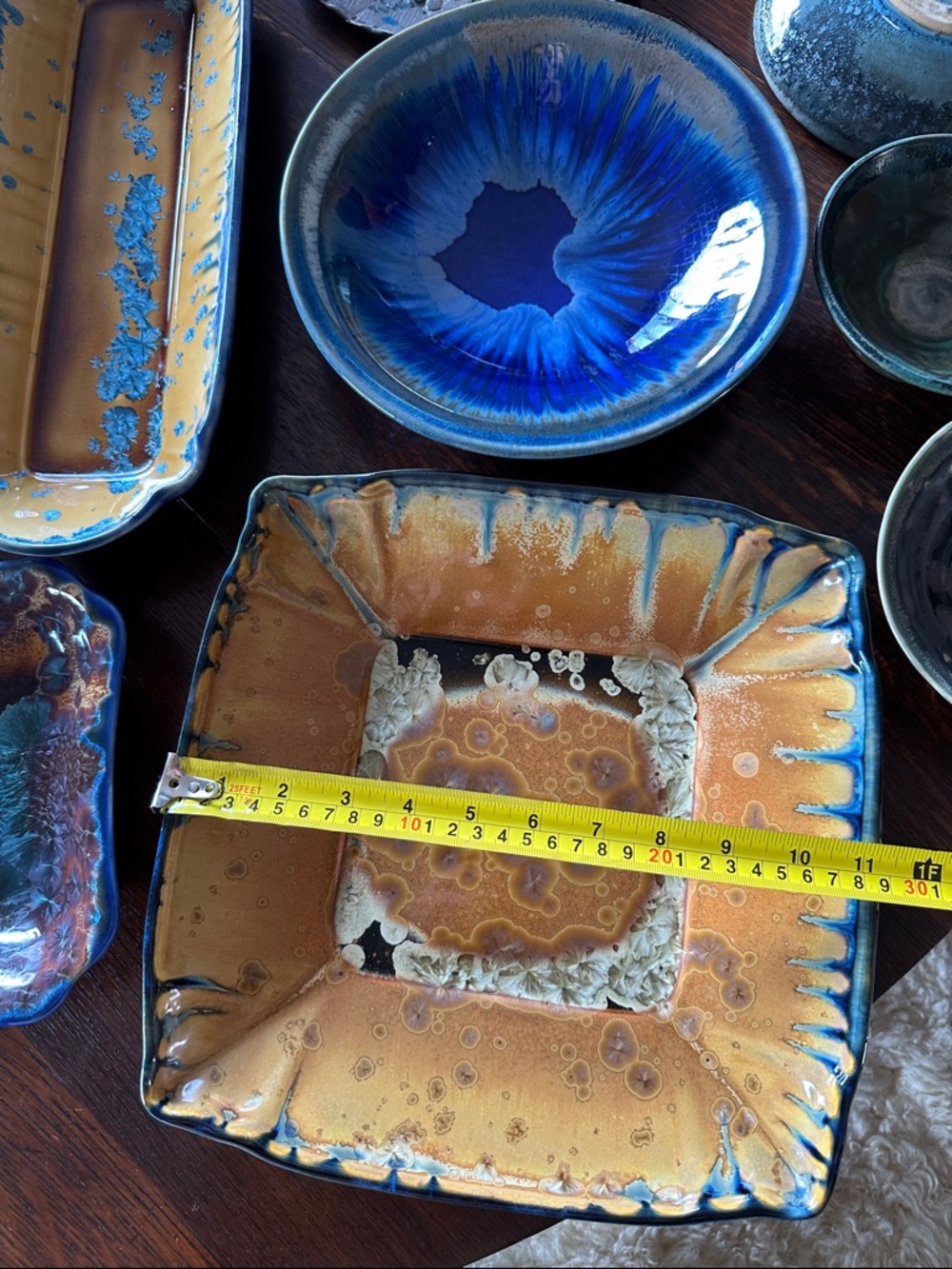 Handmade Edgecomb Pottery platter. Unique crystalline glaze. Bohemian home decor - Picture 13 of 15